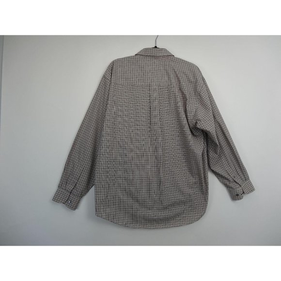 Men's Arrow Dress Shirt Size L 16 1/2 32-33 Brown Plaid Long Sleeve - Picture 11 of 13